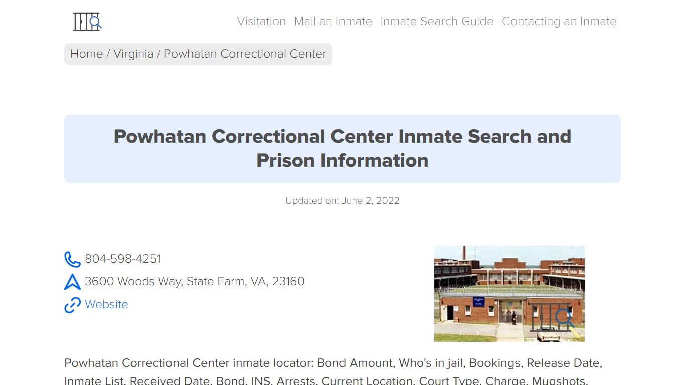 Powhatan Correctional Center - Nationwide Prison Lookup